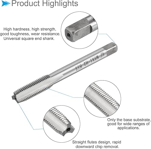 Miniatura 4 de CoCud Grifos de fresado de rosca, rosca métrica M8 x 1 H2, máquina de acero de alta velocidad, herramienta de roscado de tornillos de 3 flautas