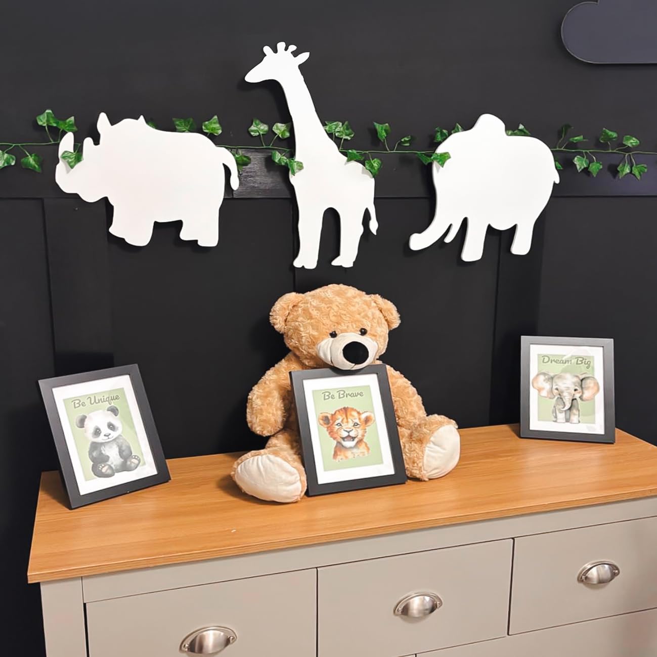 Marco Paul Lot de 3 veilleuses murales à LED pour chambre à coucher, chambre d'enfant Motif éléphant, rhinocéros et girafe