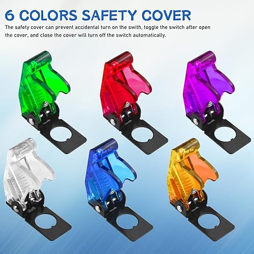 Miniatura 4 de WMYCONGCONG 6 unids 12V 20A LED interruptor de palanca de diodo Coche On/Off Control SPST Azul Rojo Verde Blanco Amarillo Púrpura