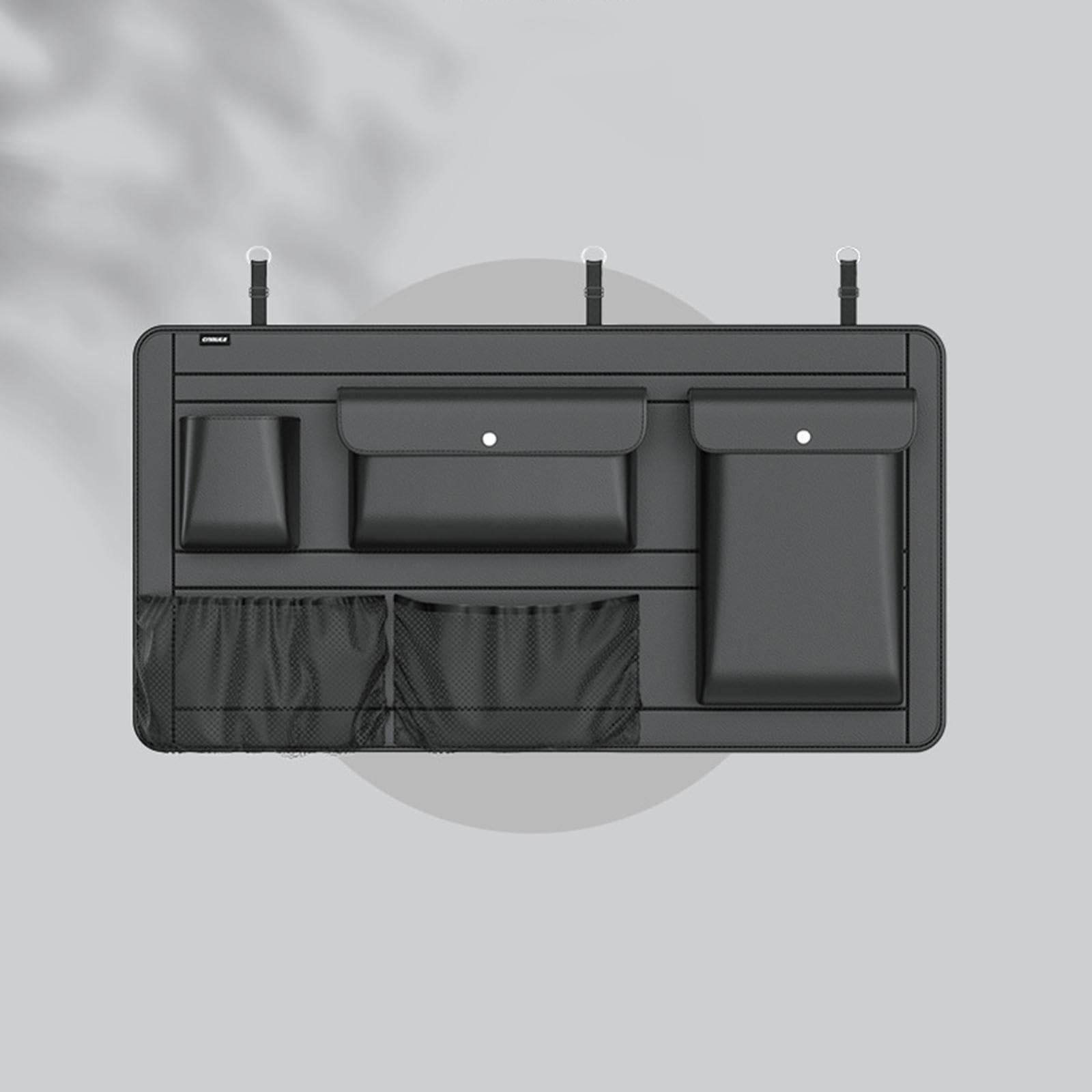 predolo Car Trunk Organizer Aufbewahrungsbox Mehrere Taschen PU Wasserdicht Rücksitz Hängend mit Schnallen für Familien Reisen Auto 90cmx45cm