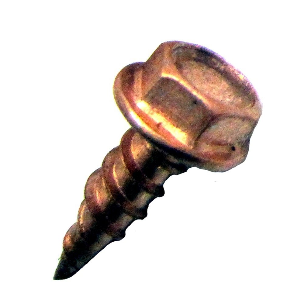 #8 x 1/2" Hex Washer Head Screw 410 Stainless Steel Copper Plated (100 Pack)