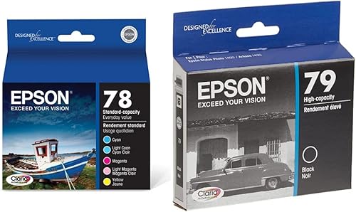 Epson T078 Claria Tinta de Alta Definición Capacidad Estándar 5 Color Cartucho Combo Pack y T079 Claria Alta Definición -Tinta Capacidad Estándar