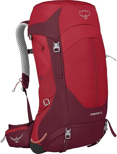 Osprey Stratos 36L - Mochila de senderismo para hombre, color rojo