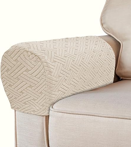 Miniatura 10 de 2 fundas para brazos de sofá, protector elástico de poliéster para sillón, protector de muebles resistente a los arañazos, protector de reposabrazos