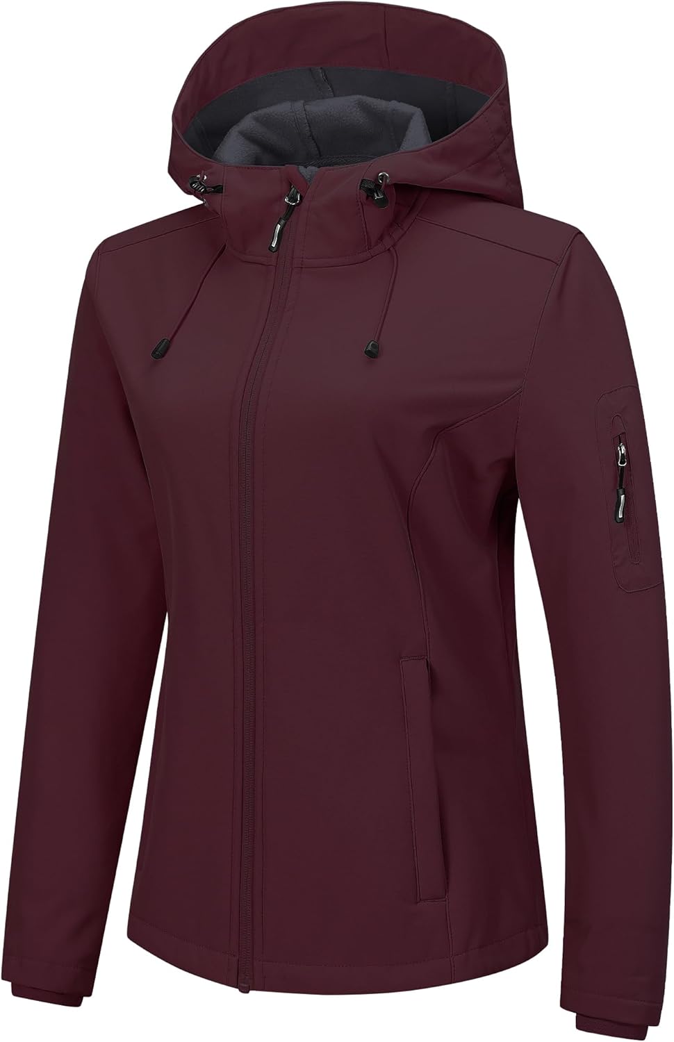 Outdoor Ventures Women’s Softshell Jacket with Hood Fleece Lined Warm Lightweight Waterproof Insulated Windbreaker