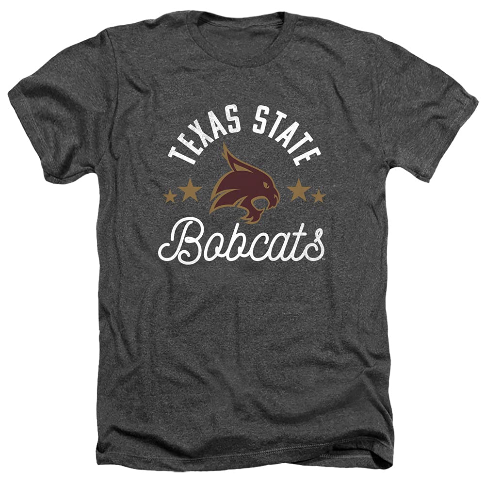 Texas State University Official Bobcats Unisex Adult Heather T Shirt,Charcoal Heather, Medium