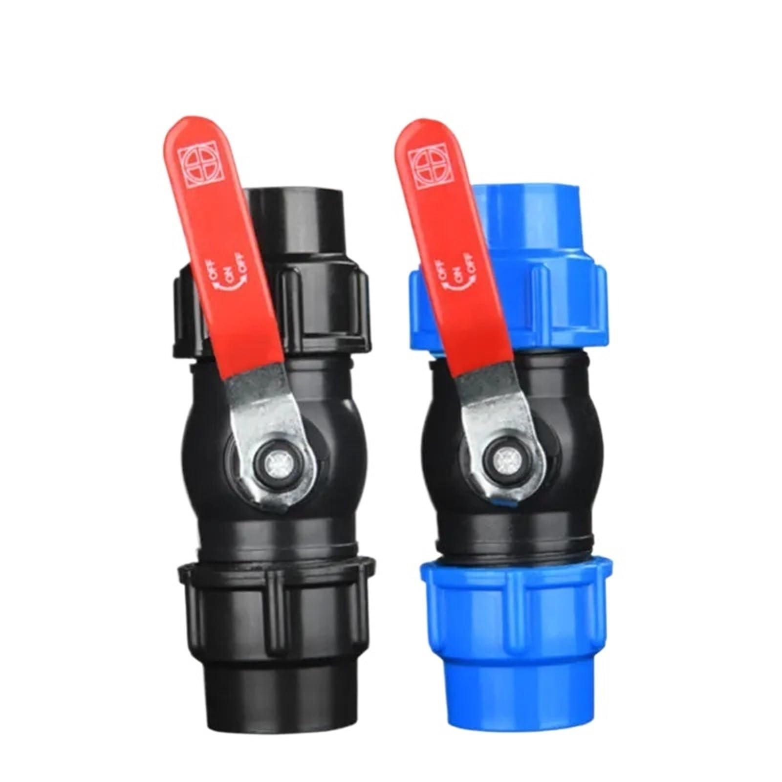 VELORE Conector de válvula de bola rápida de plástico de 20/25/32/40/50 mm, conector de válvula de bola rápida para jardín, agricultura, riego, accesorios de tubería de agua (azul, 63 mm)