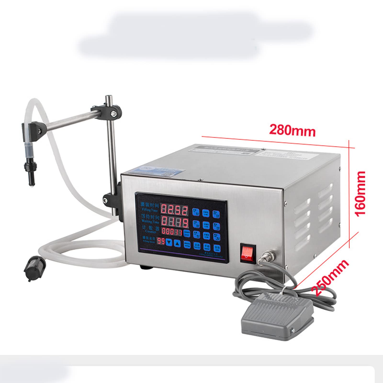Riempitrice automatica per liquidi da 5 a 1000 ml, con conteggio automatico, pannello di controllo LED e design anti-goccia, per profumi, miele, oli, ecc.