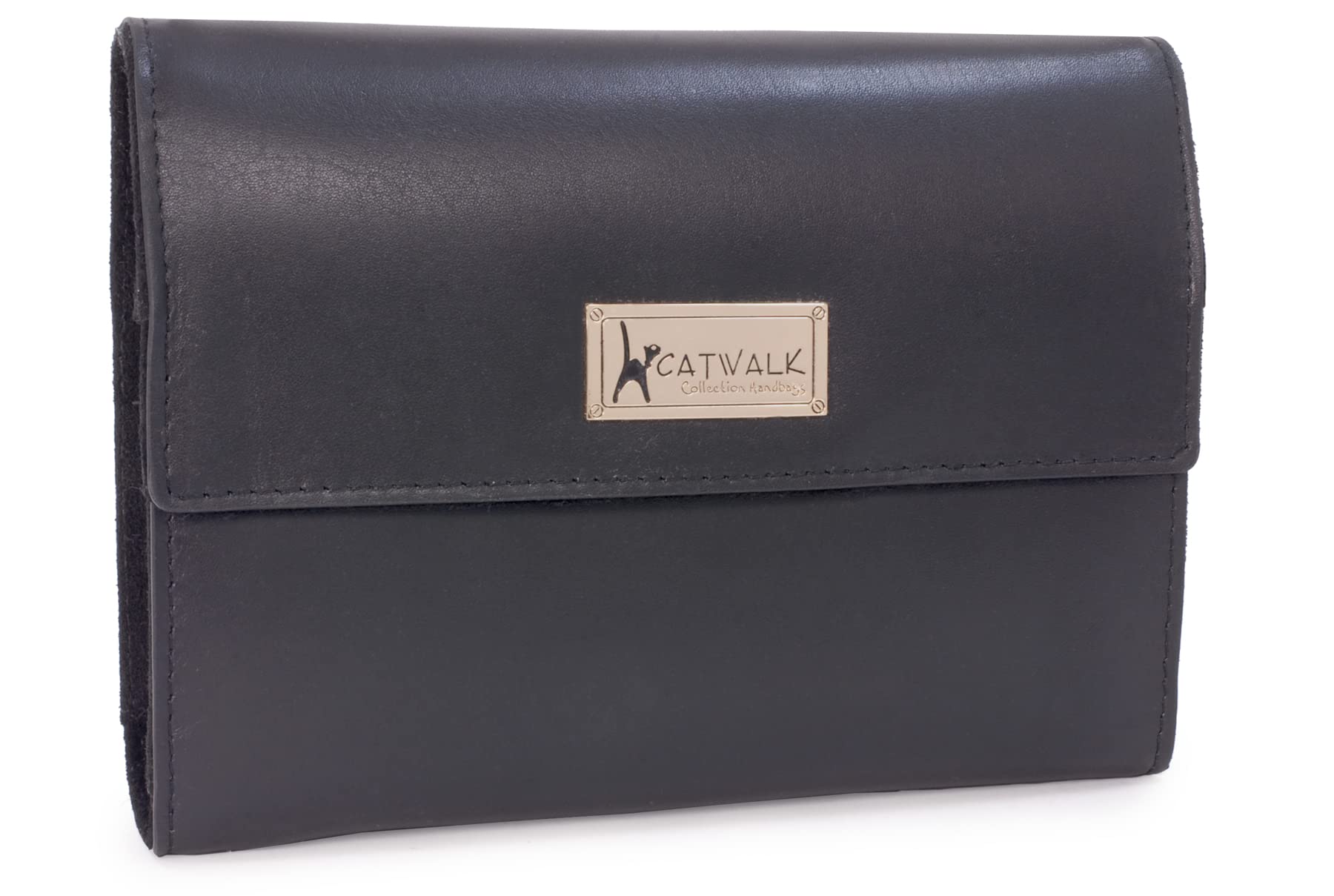 Catwalk Collection Handbags Women's Black - Jewellery Roll - Travel Jewelry Organiser Case - Smooth Leather And Suede - Gift Boxed - Chanelle