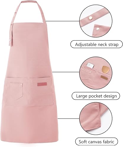 Miniatura 2 de Tosewever Delantales de arte para mujer, pintura y cerámica, para hornear, correas de hebilla para hombre, delantal de cocina con bolsillos para