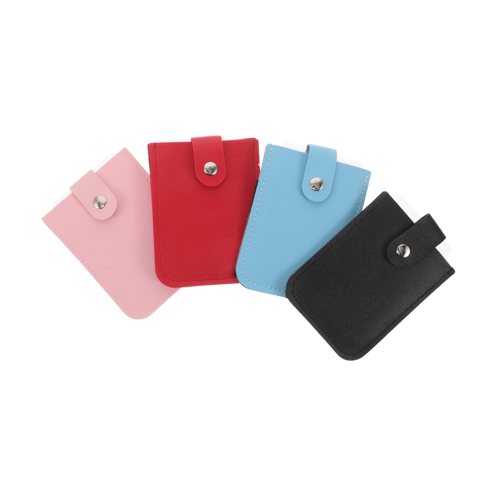 GOOHOCHY 4pcs Business Card Holder Pu Wallet Pu Card Holder Leather Organizer Pouch Pull Out Card Organizer for Women Men Credit Card Holder Minimalist Multi Card Case