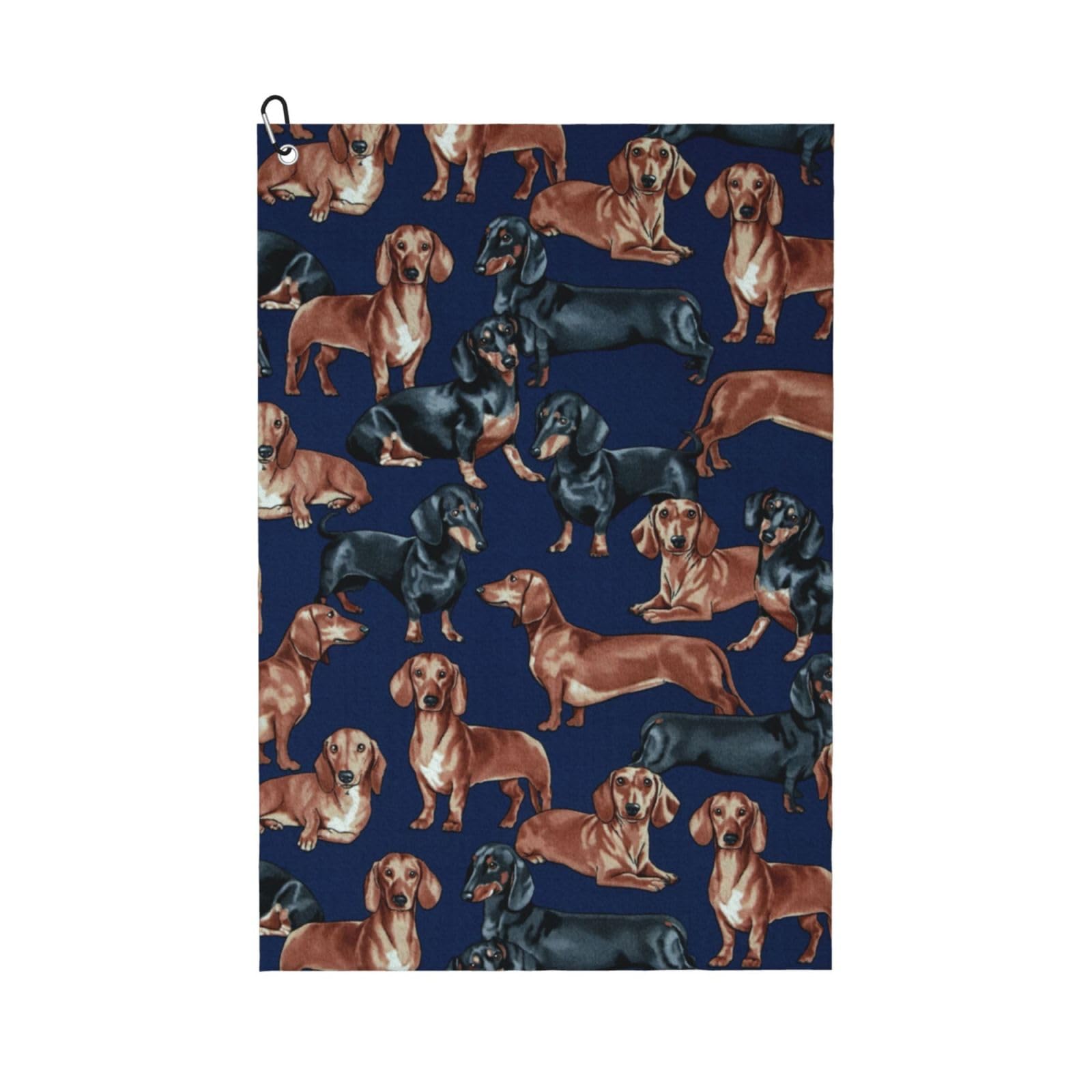 Hnnkloy Dachshund Puppy, 16x24 in Portable Waffle Golf Towels with Carabiner Clip for Golf Bag
