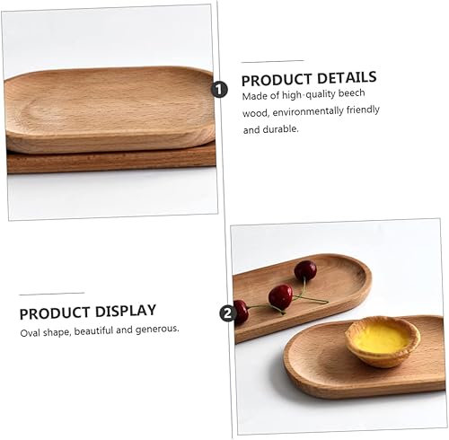 Miniatura 2 de BESTonZON 2 unids Haya Palet Café Decoración Bandejas de Frutas Mini Platos Tablero de Madera Plato de Pasta Plato de Madera Bandeja de Cena Vajilla