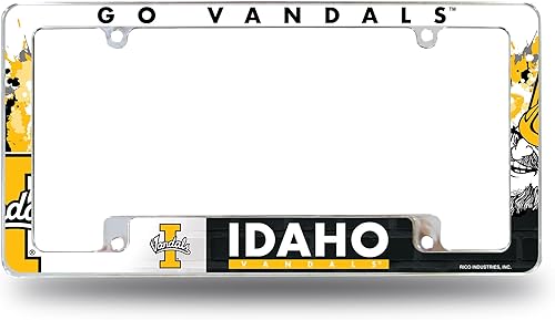 Miniatura 64 de Rico Industries Marco de matrícula estándar de la NCAA de 12 x 6 pulgadas, cromado para automóvil, camión, SUV (G-H-I-J-K escuelas)