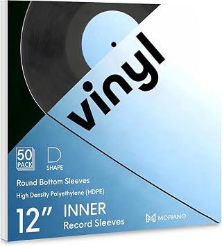 Mopiano 50x12" Inner Vinyl Record Sleeves Round Bottom,33 RPM Anti Static Inner LP Sleeve,Protect Vinyl from Dust,Dirt & Scratches.