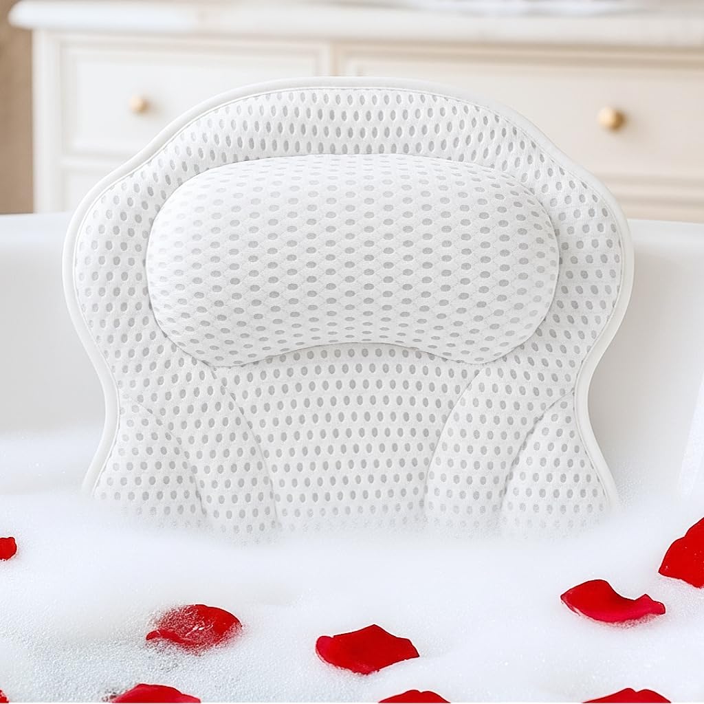 Bath Pillow LAVISMA Ergonomic Bathtub Cushion with 4D One Size, White
