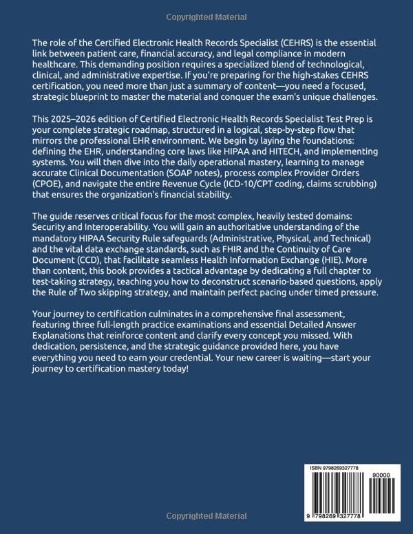 Certified Electronic Health Records Specialist Test Prep 2025-2026: A Strategic, Step-by-Step Approach to Mastering the Material and Conquering CEHRS Exam image 3