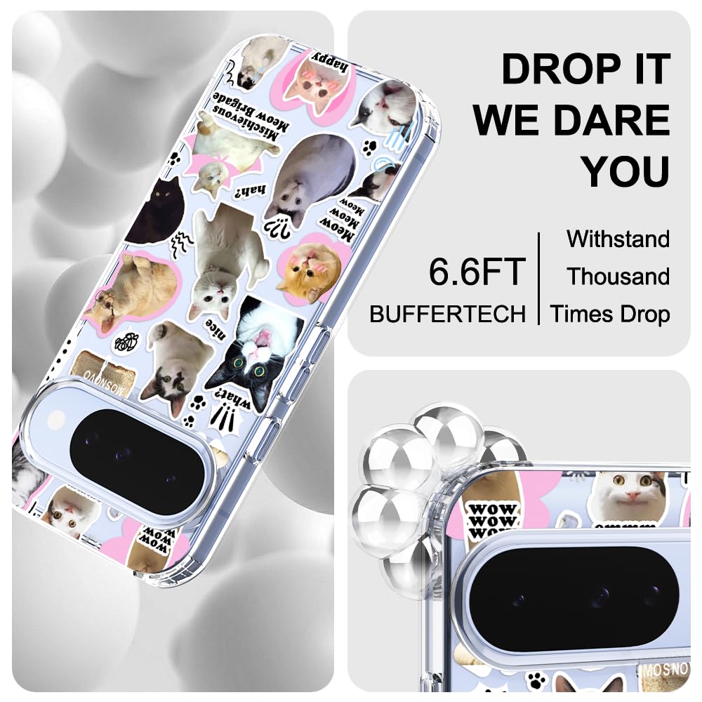 MOSNOVO Case for Google Pixel 10 & Pixel 10 Pro, [Buffertech 6.6ft Military-Grade Drop Protection] [Anti Peel Off Tech] Clear TPU Bumper Phone Case Cover Design - Cute Cherry — view 79