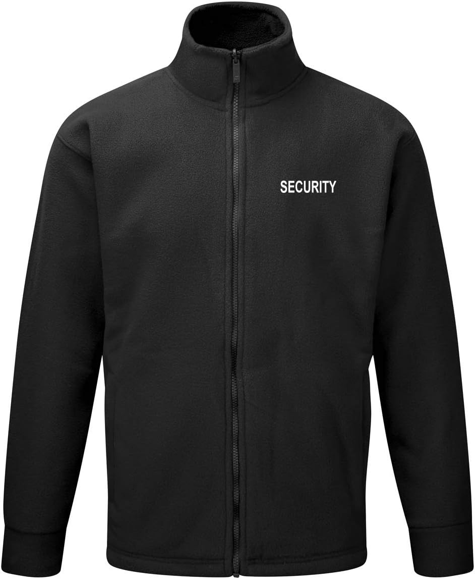 Workwear World 'SECURITY' Embroidered Doorman Bouncer Black Full Zip Fleece Jacket