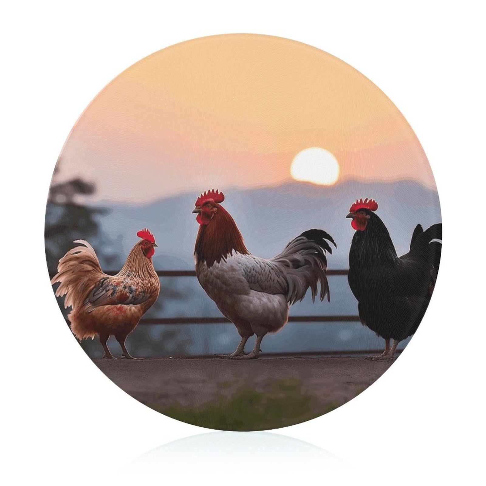 Planche à découper en verre trempé de cuisine motif poulets protection plan de travail