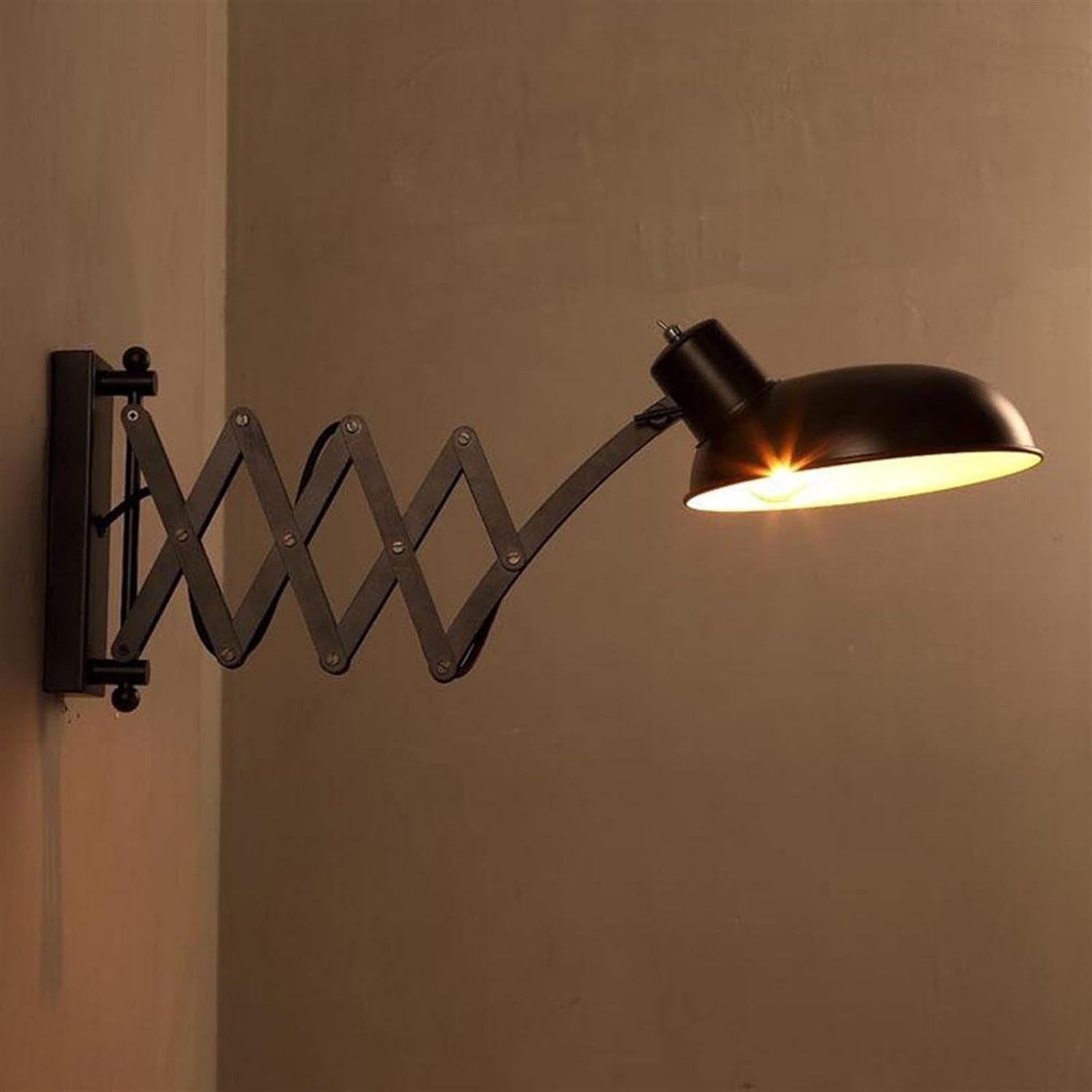 HYJAUSXB Rocker Arms Black Retractable Wall Light Retro Industrial Telescopic Adjustable V-intage Iron Metal Lamp, Pendant
