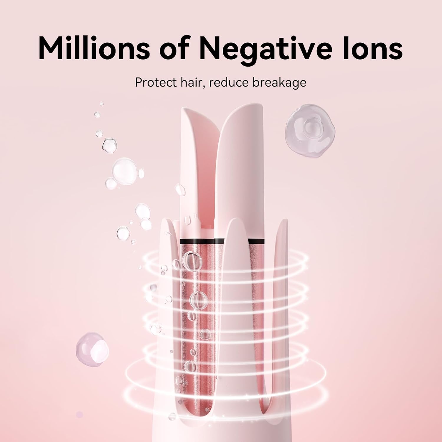 Auto Hair Curler, Automatic Curling Iron,1.25 inches, Automatic Shut-Off, Anti-Scald, Anti-Tangle, Negative Ion,Rotating Curling Wand for Women Hair Styling,Pink - Image 2