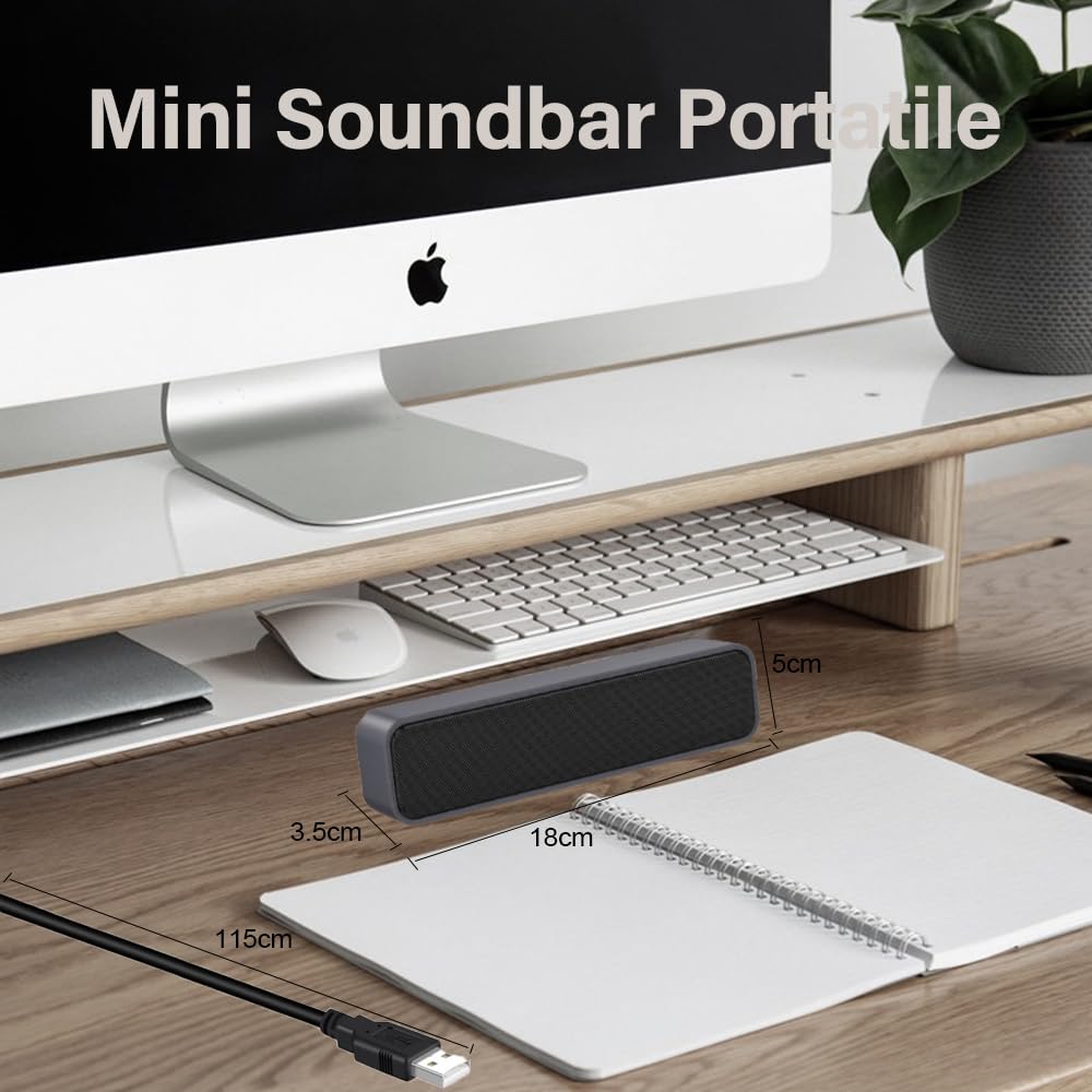 Mini Altoparlante per PC, Casse Computer con Alimentazione USB, PC Stereo Sound Portatile Soundbar per Tablet Desktop Laptop e Banco Cassa