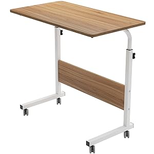 sogesfurniture 80 x 40 cm Mesa Enrollable de Cama sofá para Ordenador portátil, Altura Ajustable, Mesa Auxiliar Soporte para Ordenador portátil con 4 Ruedas bloqueables, Roble 05# 1-80 Ok-BH