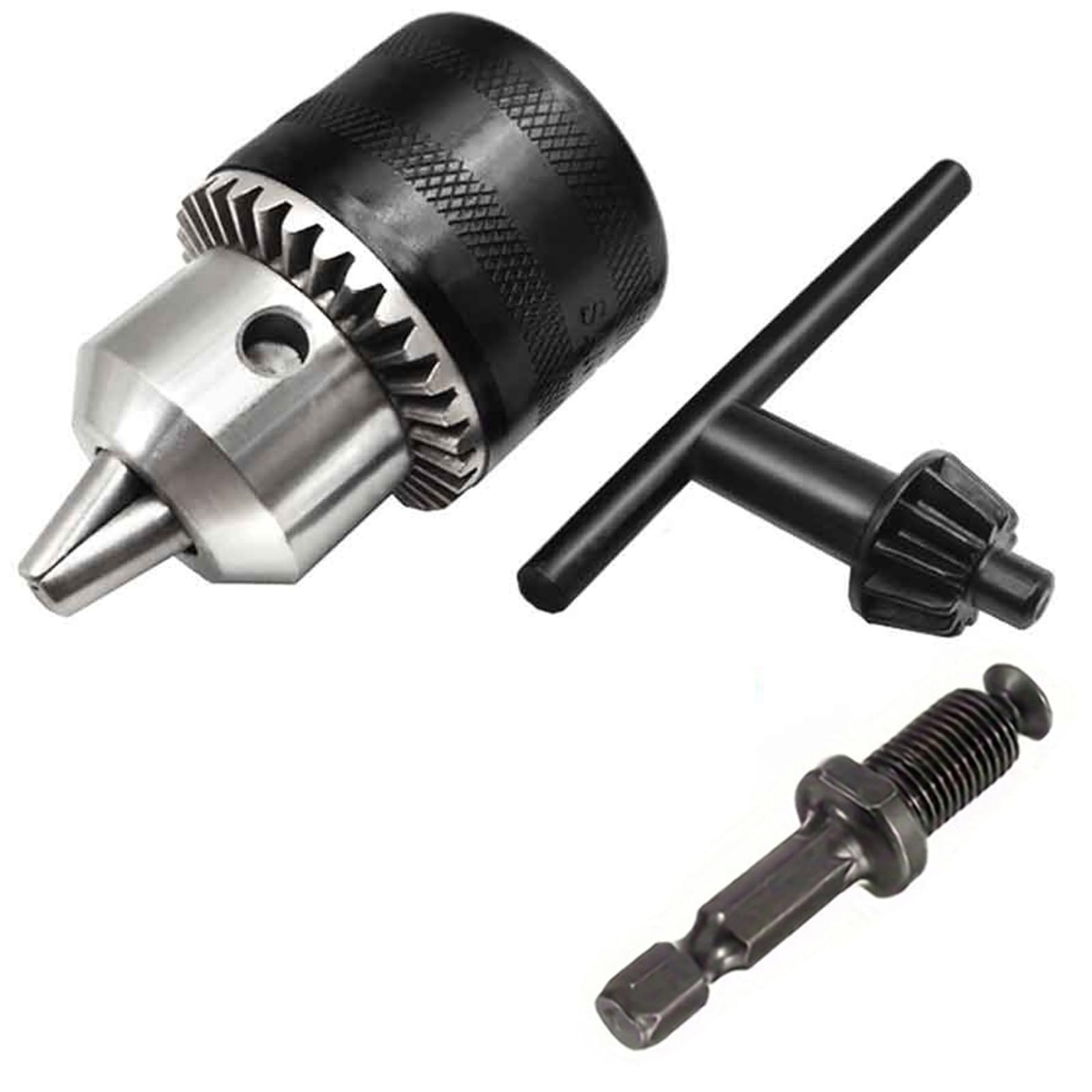 Atxyaa Chuck And Hex Shank 1.5-10Mm Metal Drill Chuck,With Key,3/8-24Unf Thread,Key Type Light Duty,For Bit Screwdriver Tap&Sockets(Chuck And Hex Shank)