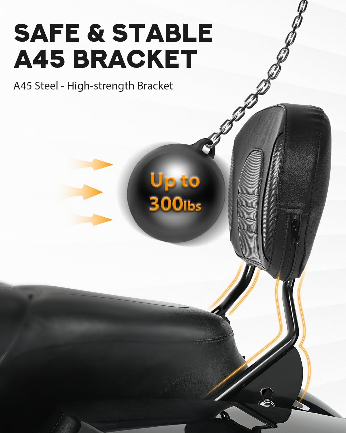 PBYMT Backrest Sissy Bar Fit for Harley Davidson Touring 2009-later (Black)