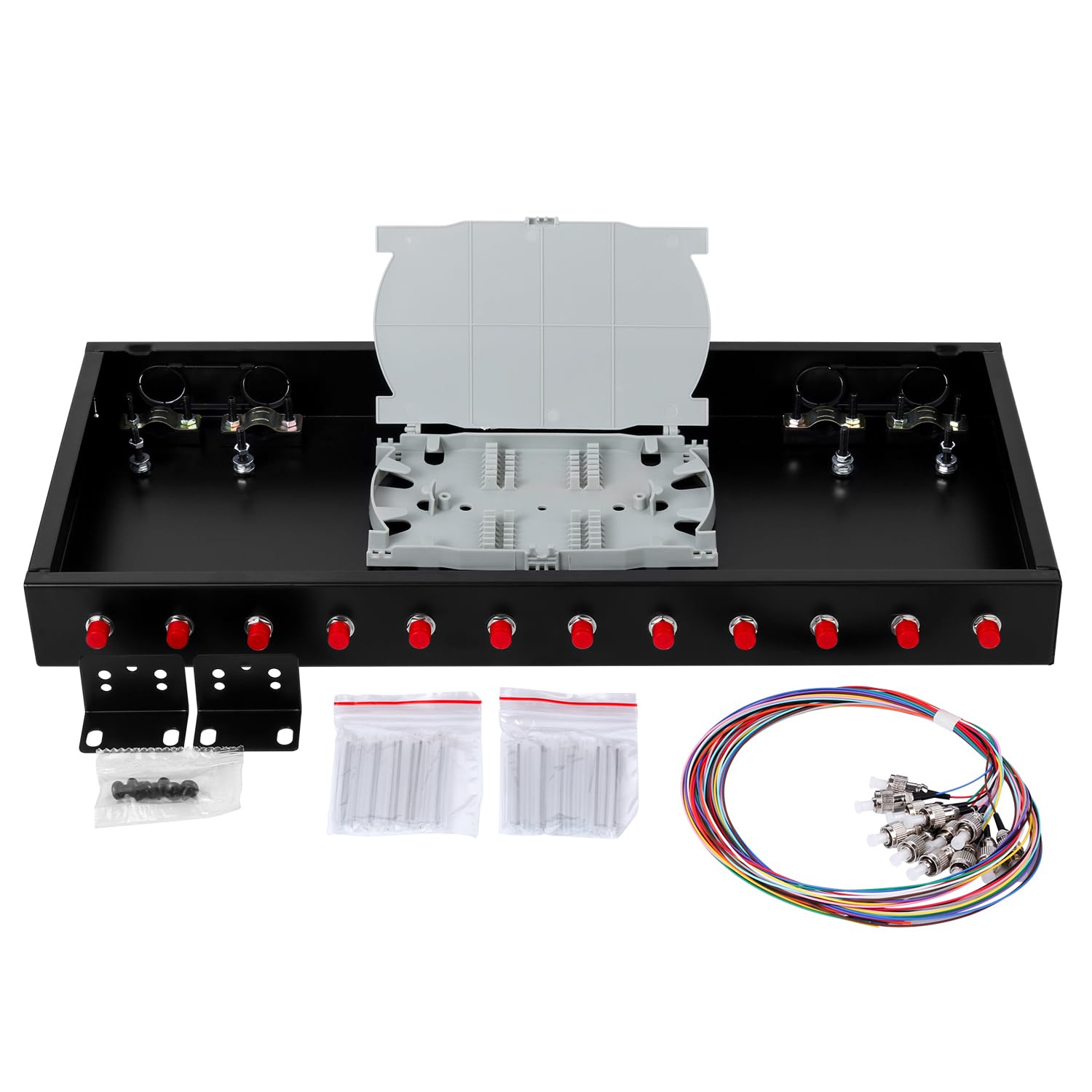 FC-UPC - Caja de fibra óptica SM de montaje en rack de 12 puertos con