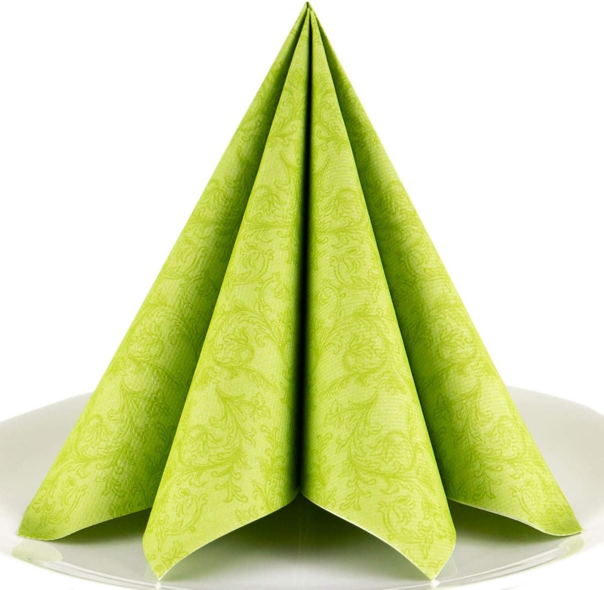 Airlaid Serviette with Ornamental Design, 40 x 40 cm, Similar to Cloth, Grün, 50 (EU)