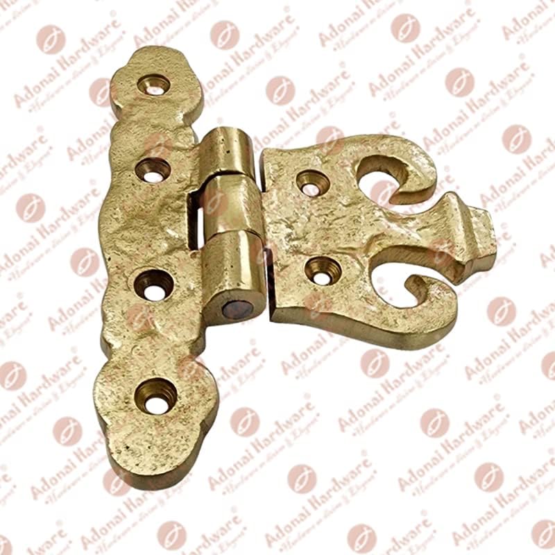 Miniatura 4 de Adonai Hardware Addon Brass - Bisagras en T de gabinete vintage resistentes (paquete de 2 unidades, latón satinado) para puertas de granero,
