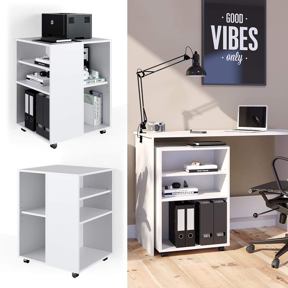 Vicco Rollcontainer, Weiß, 59.4 x 52.6 cm, flexibel einsetzbar mit Rollen für Mobile Nutzung