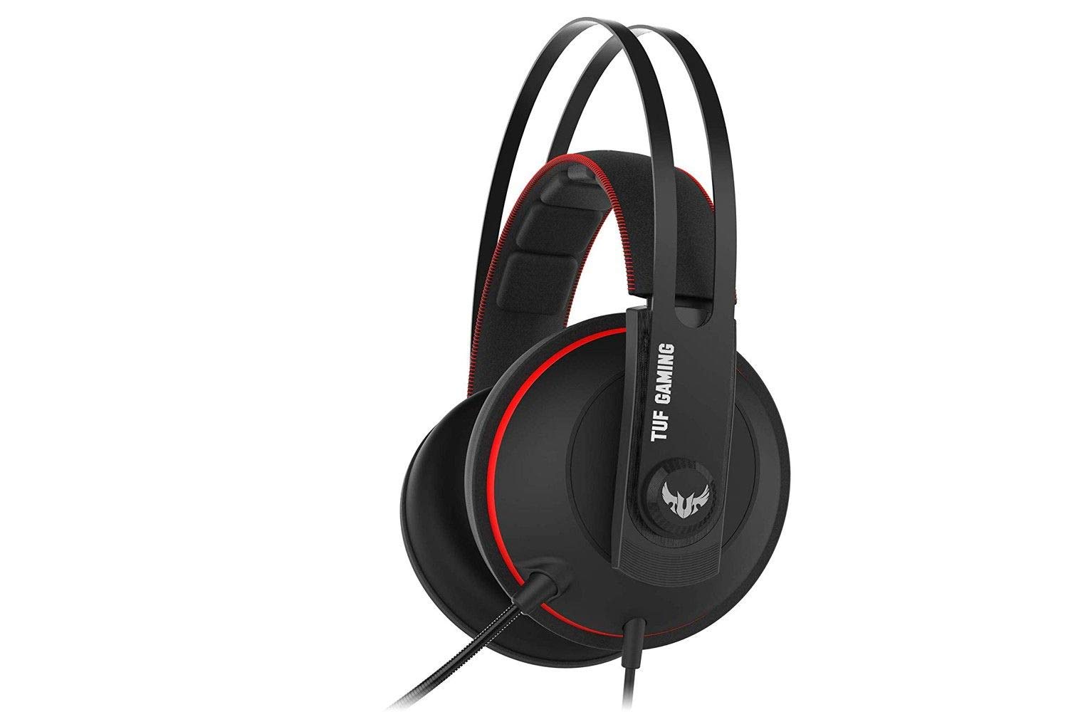 ASUS TUF Gaming H7 Cuffie gioco per PC, PS4, Nintedo Swicth, XBOX One, Audio virtuale 7.1 integrato, cuscinetti confortevoli, colore Rosso.