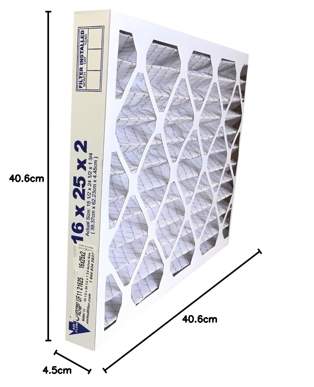 United Filter 16x16x2 MERV 8 Furnace Air Filters – Case Of 12 – Traps Pollen, Mold, Bacteria & Smoke – Made In Canada For Home & Office HVAC