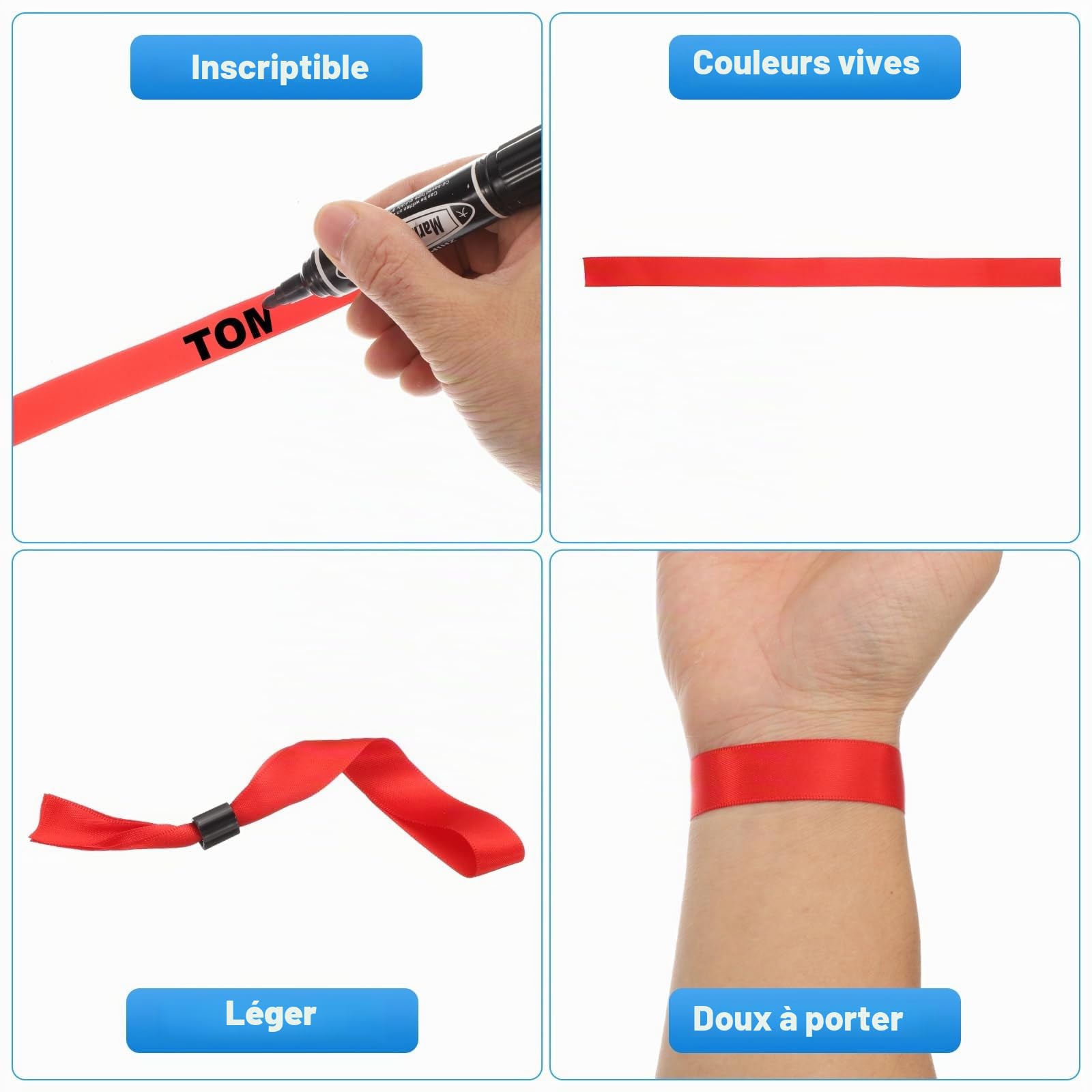 sourcing map Cloth Wristbands for Events, Disposable Event Wrist Band Bracelet Identification for Events Party Concert Bar Entrance Admission