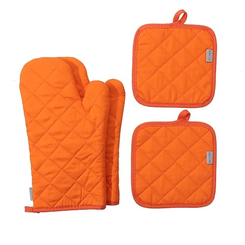 M MIAOYAN Oven Mitts and Pot Holders 4 Pcs Set, Orange