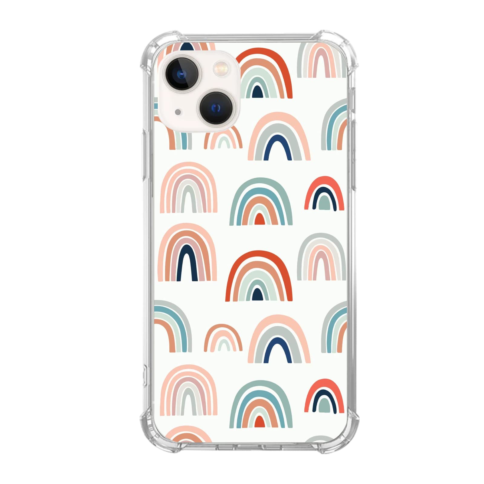 BESUC WICH Colorful Boho Rainbow Phone Case Compatible with iPhone 15, Modern Rainbows Art Case for Teens Women Men, Trendy TPU Bumper Cover for