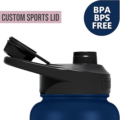 Miniatura 3 de Embrava Botella de agua deportiva aislada de 32 onzas, tapa de apertura rápida para gimnasio, entrenamientos y exteriores, a prueba de fugas, sin
