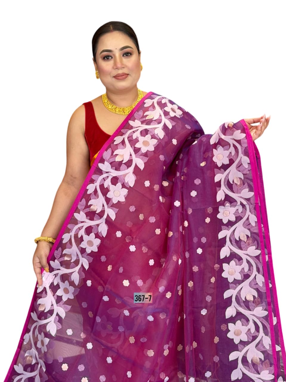 aswrki Exclusive trending woman Flower Buti Dhakai Jamdani saree-picture-39