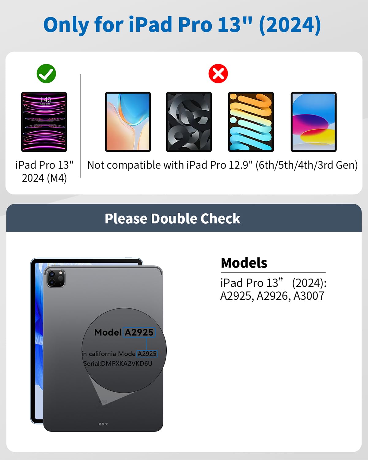Supporto di ricarica wireless magnetico per iPad, supporto in lega di alluminio a doppia regolazione per ufficio, disegno, compatibile solo con iPad Pro 13" M4 (2024)