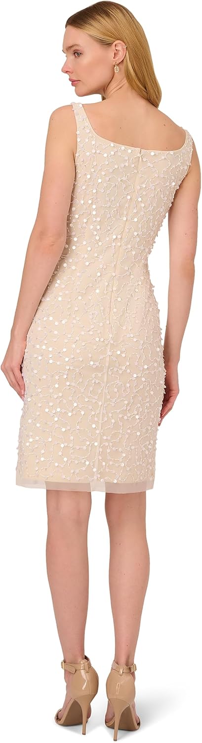 Adrianna Papell Women's Beaded Square Neck Short Dress - Image 2