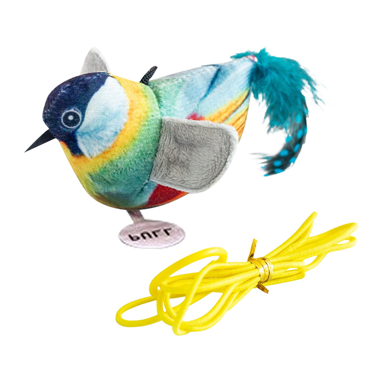 Interaktives Katzen-Spielzeug Mit Vogel-Geräusch - Feder, Glöckchen & Elastischem Seil Zum Aufhängen, 13x4,5x6 Cm