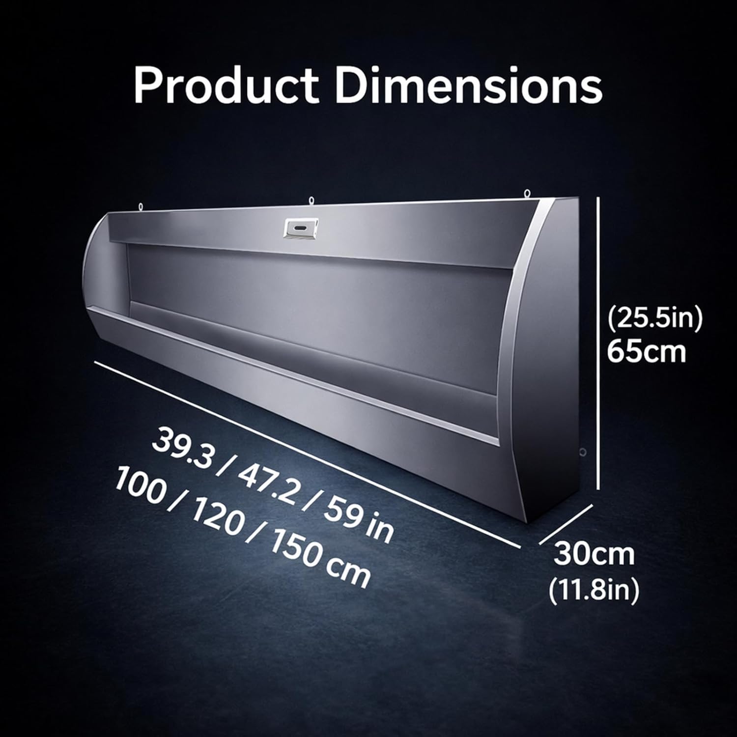 304 Stainless Steel Automatic Sensor Urinal, Wall Mounted Men’s Urinal Trough, Splash-Proof High Efficiency Flushing, Commercial Bathroom for Schools & Public Places 120cm/47.2in