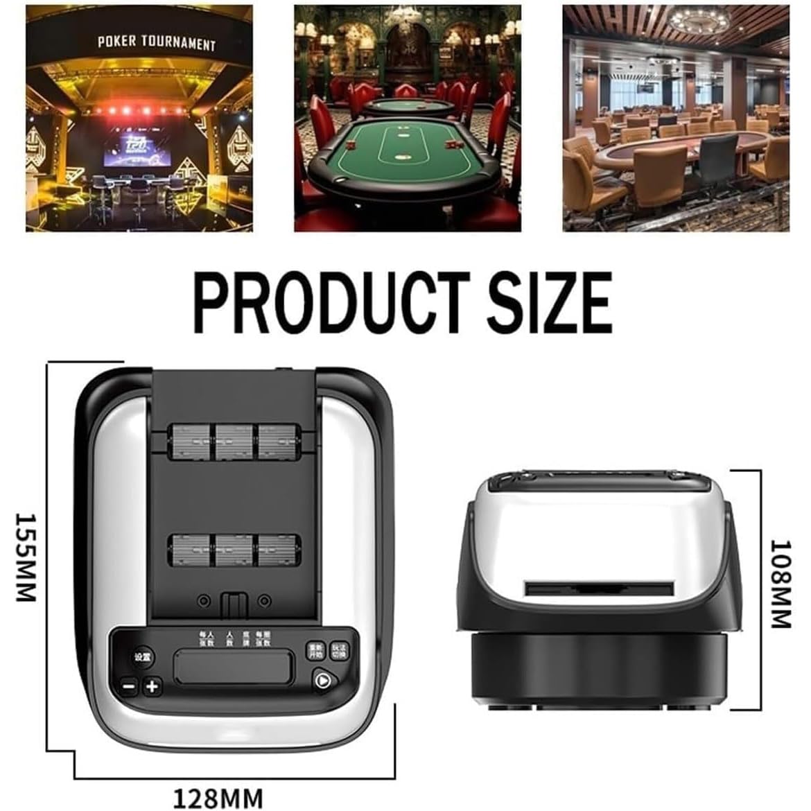 Barajador automático de cartas y distribuidor con rotación de 360°, capacidad de 4 barajas para 8 jugadores, ideal para juegos de póquer, blackjack y puente