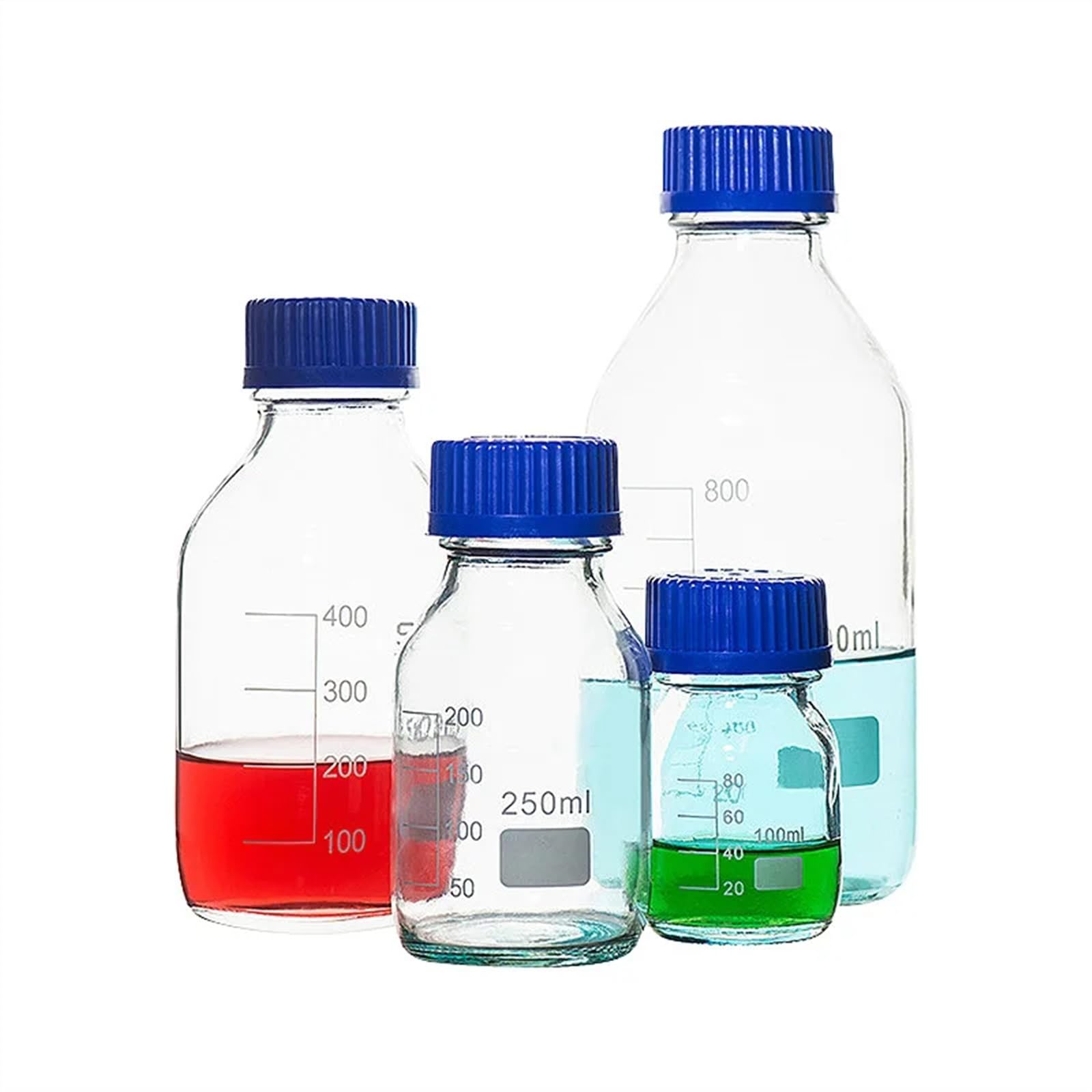 Szklana butelka laboratoryjna na odczynniki, Niebieska szklana butelka z odczynnikiem ze skalą Śruba do ust Skala laboratoryjna Pobieranie próbek Jedwabne usta 50-2000 ml(1000ml)