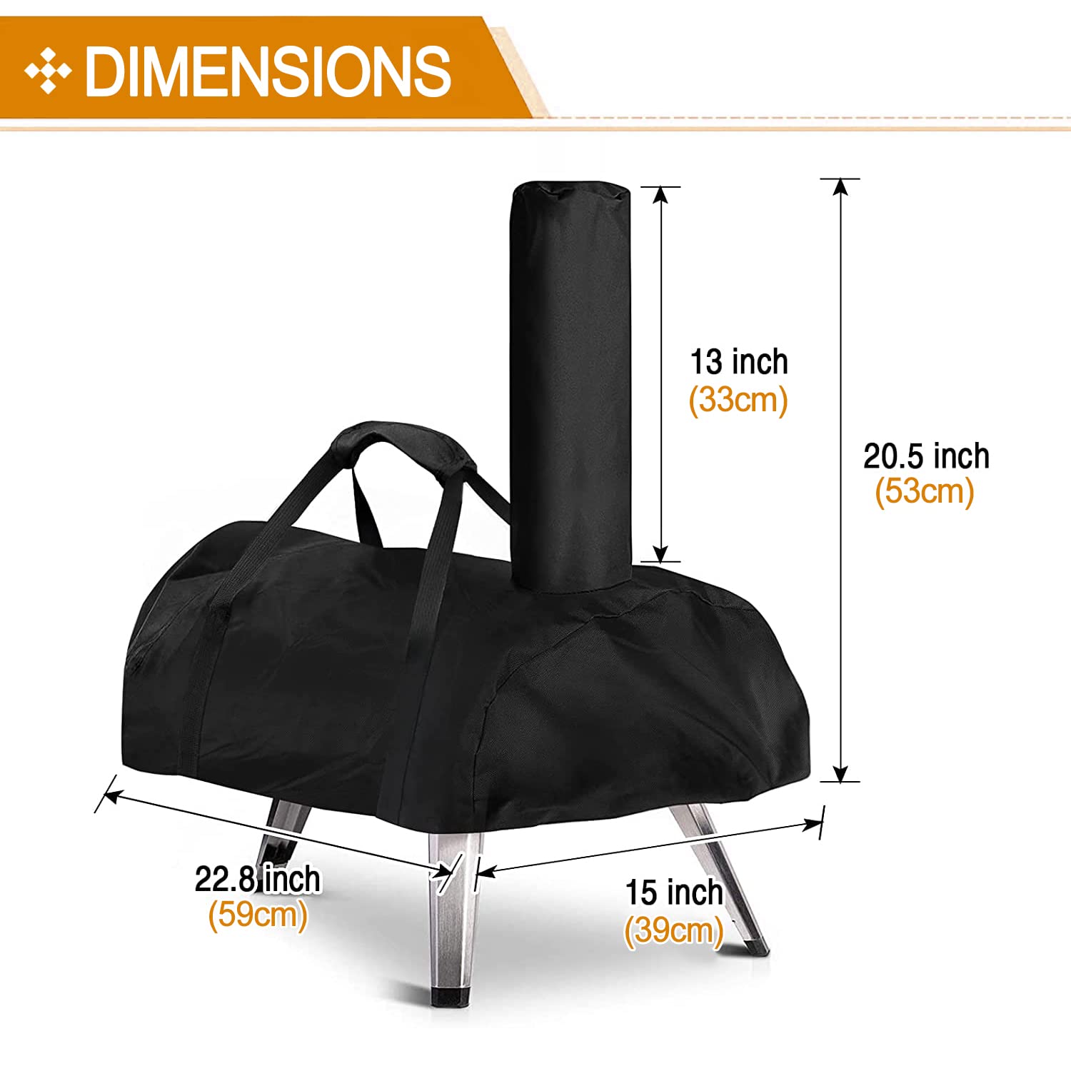 Housse de four à pizza pour gros corne, housse de transport étanche pour four à pizza avec cheminée en plein air Accessoires pour four à pizza