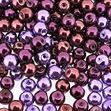 Beads Direct USA's Small Round Glass Pearls 6mm Beads Mix, 200pcs - Purple Passion Mix (mix of purples)