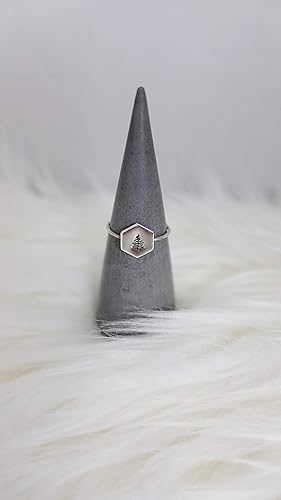 Miniatura 4 de Hexagon Nature Ring • Dainty Sterling Silver or Gold-Filled Ring • Tiny Stack Ring • Hike Jewelry • Ocean Wave, Evergreen, Mountain Ring